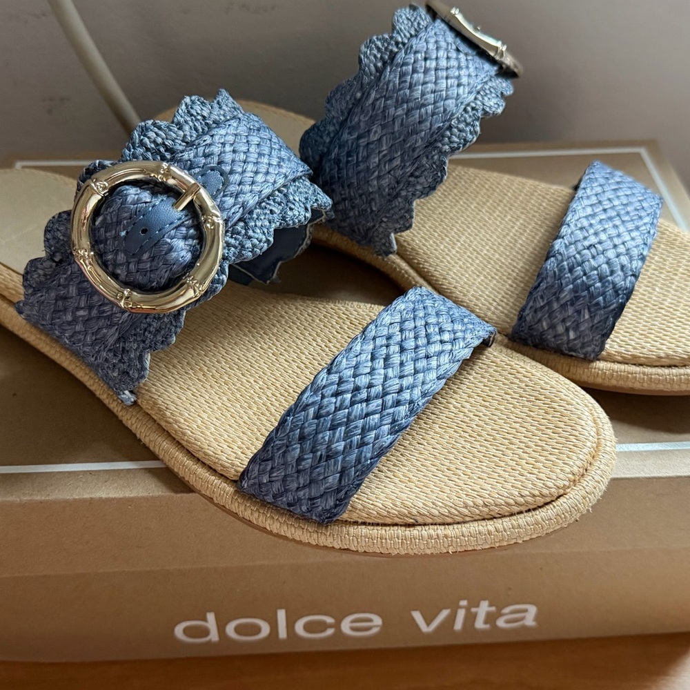 Dolce Vita Aperol Light Blue Raffia Sandals Size 10